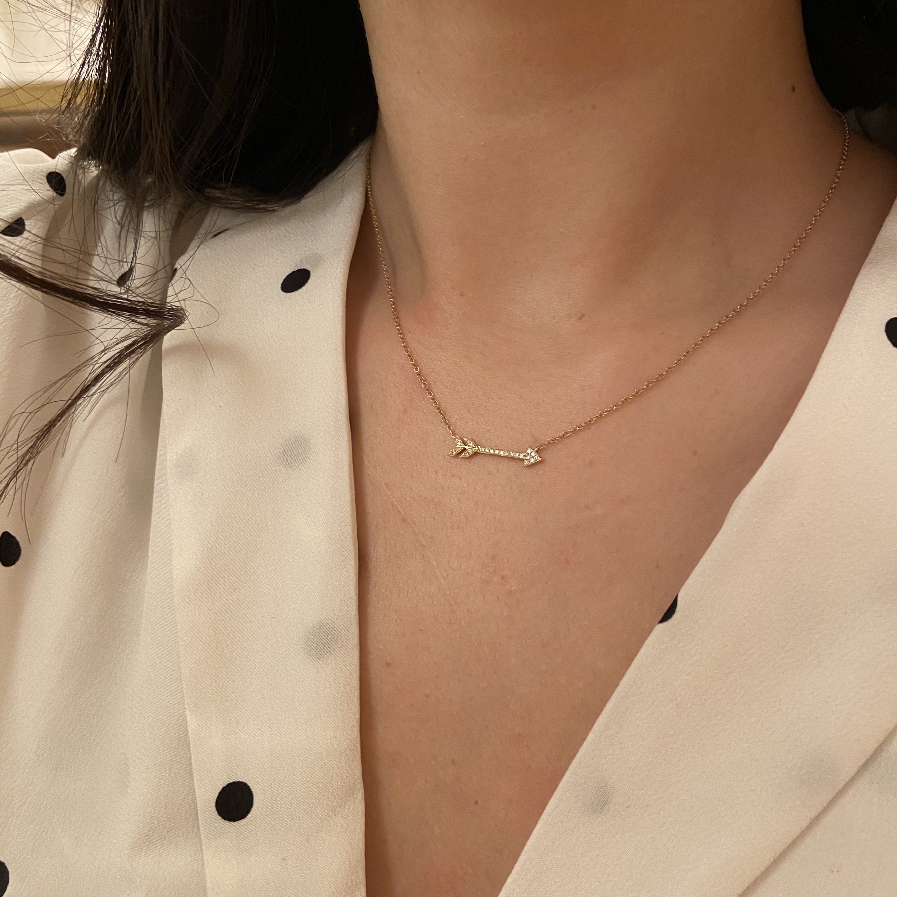 Diamond Arrow Necklace in 14k Gold Lifestyle
