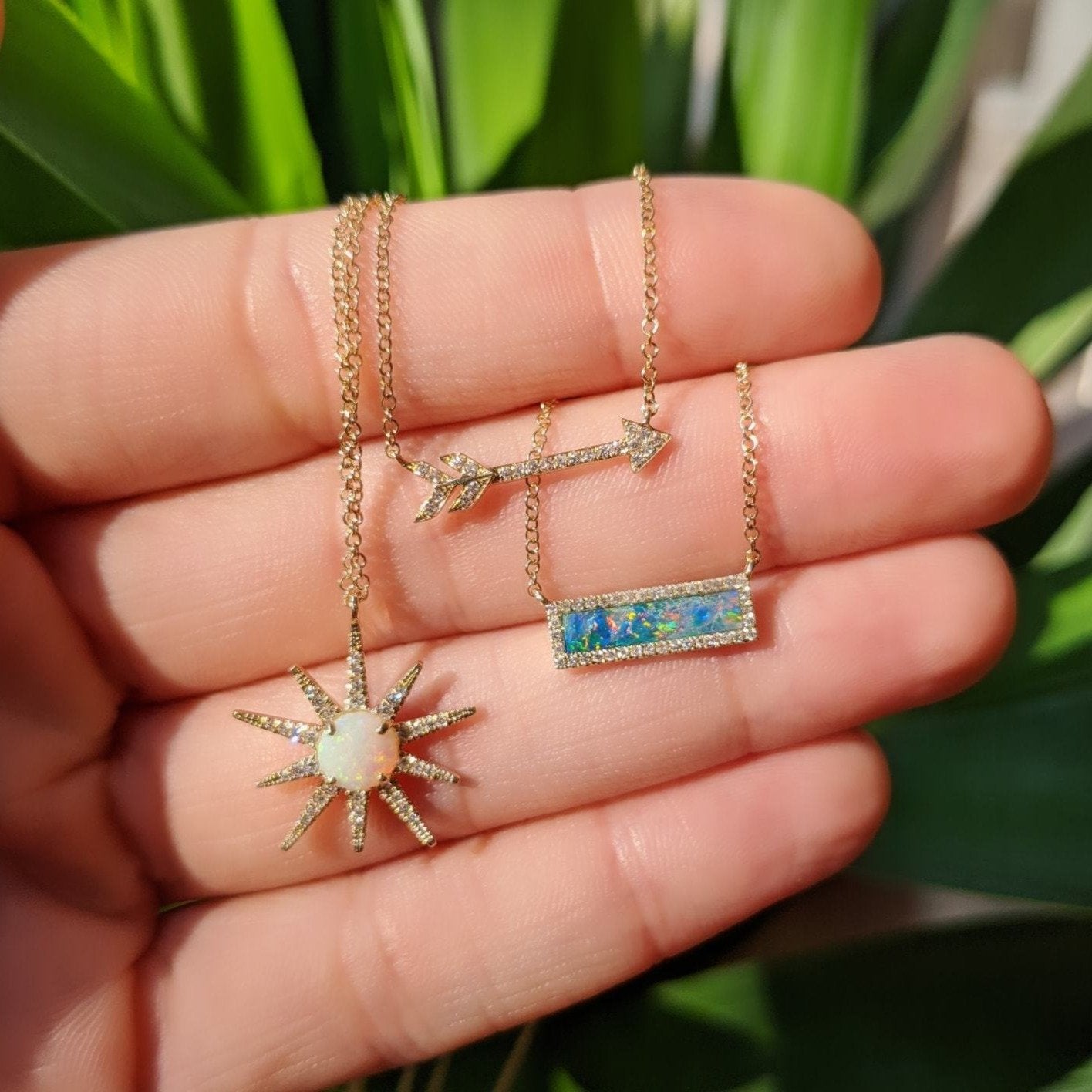 Diamond Arrow Necklace with Opal Kamaria Jewelry