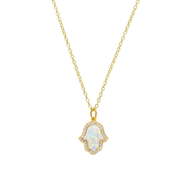 Opal Hamsa Hand Necklace