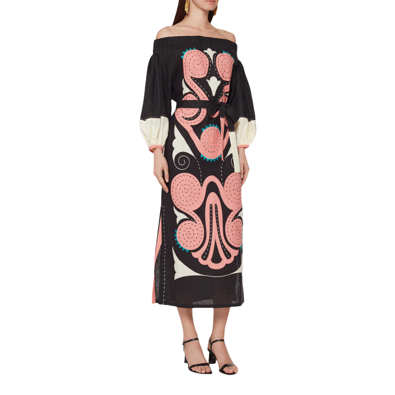 theia midi dress Theia Mariah Beaded Midi Dress