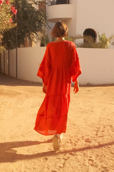 Braille Long Dress in Red