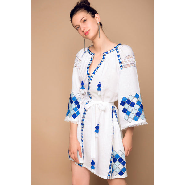 Inka Short Dress in White