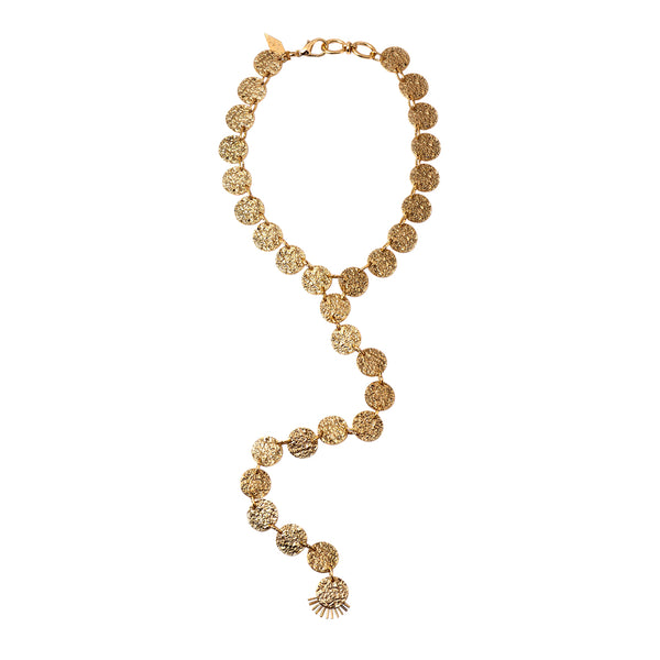 Gold Disc Drop Necklace