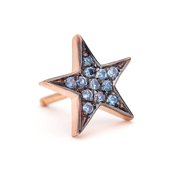 Light Blue Sapphire Star Earrings
