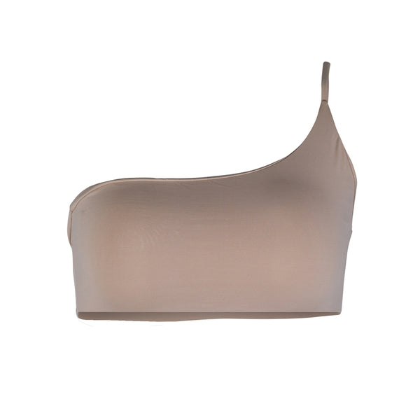 Serena One Shoulder Bikini Top Camel