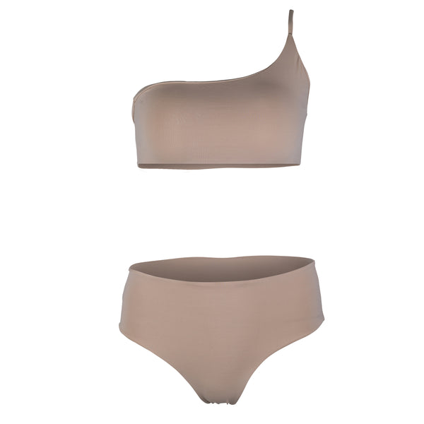 Serena One Shoulder Bikini Bottom Camel