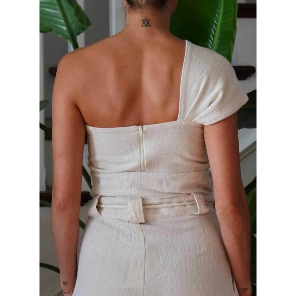 Sol Luxe Linen Top in Oatmeal