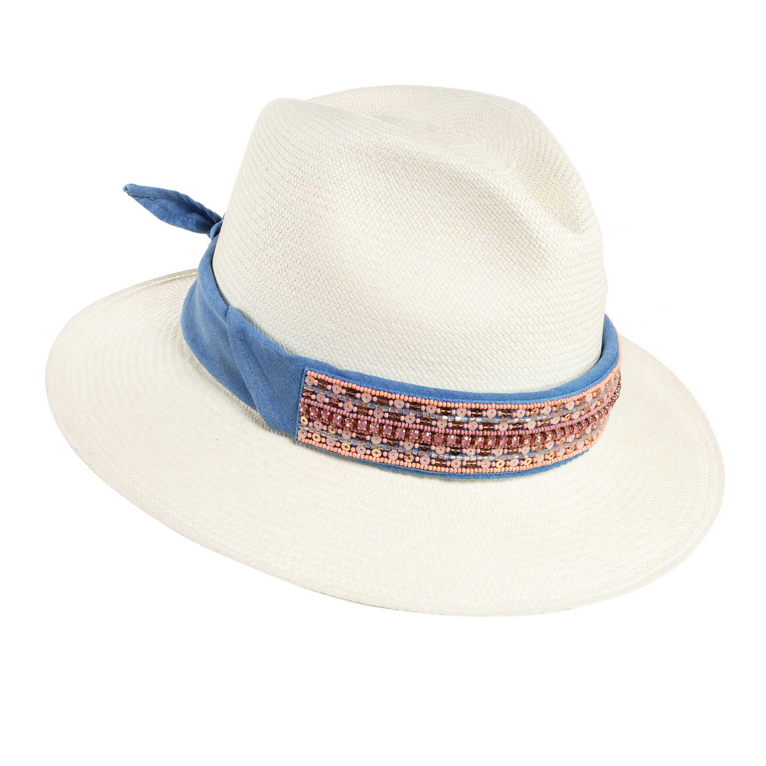 St. Tropez Pink Sequins Panama Hat