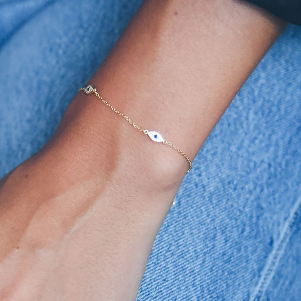 Delicate 14K Triple Eye Bracelet