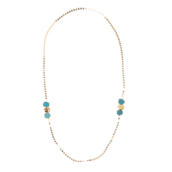 Turquoise Long Gold Necklace