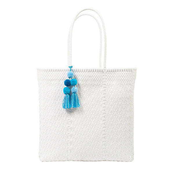 Large Open Woven White Tote