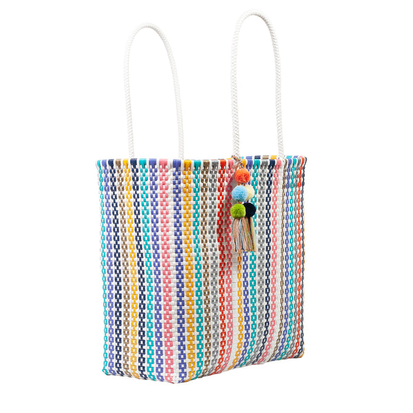 Large Open Woven Rainbow Tote