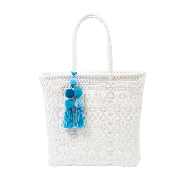 Medium Open Woven White Tote