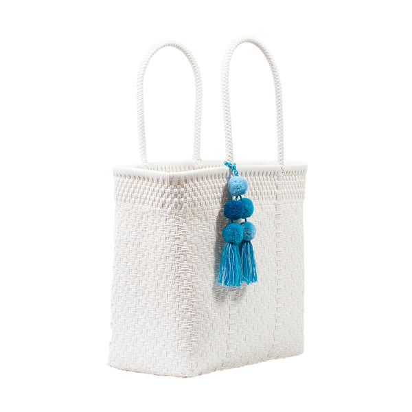 Medium Open Woven White Tote