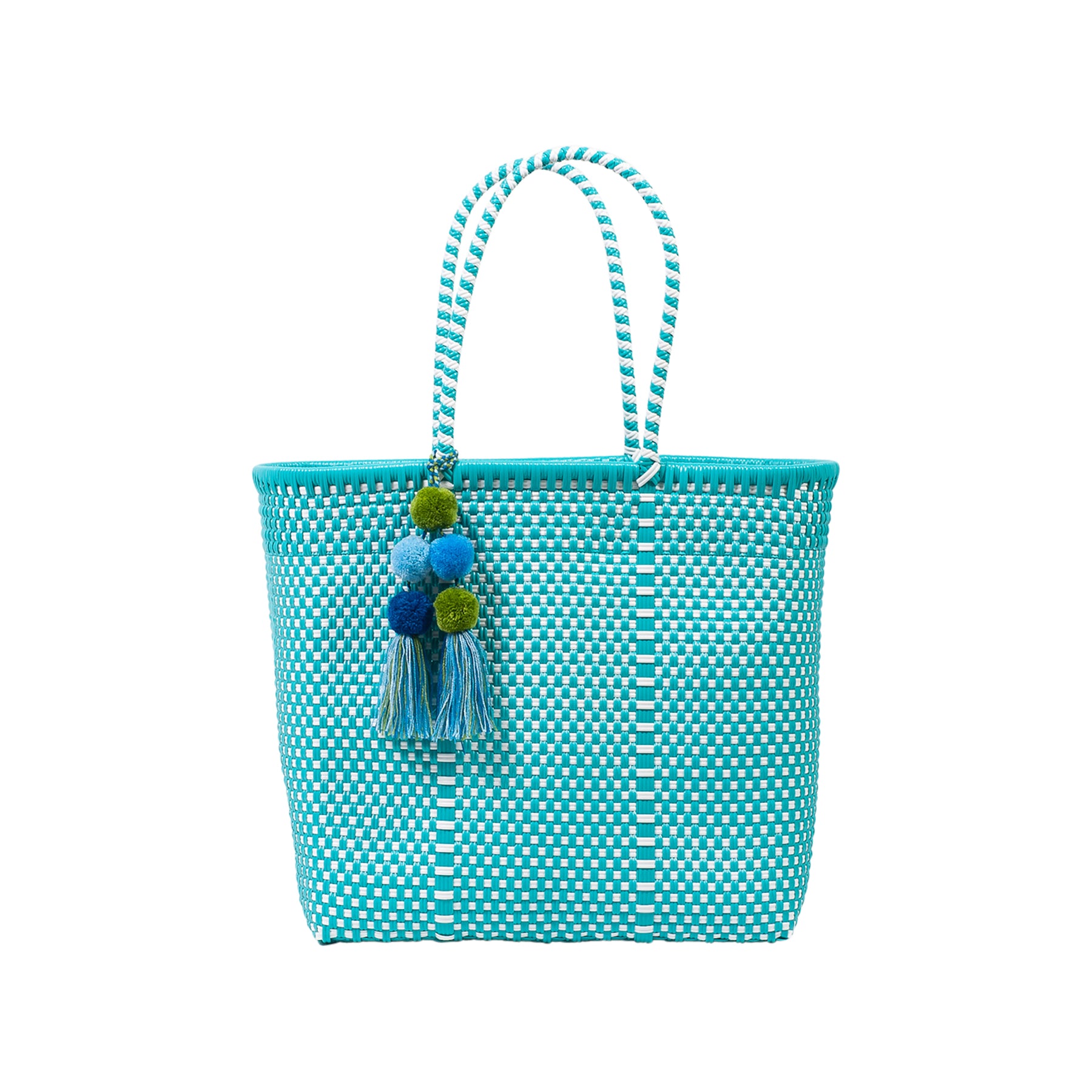 Medium Open Woven Turquoise Tote